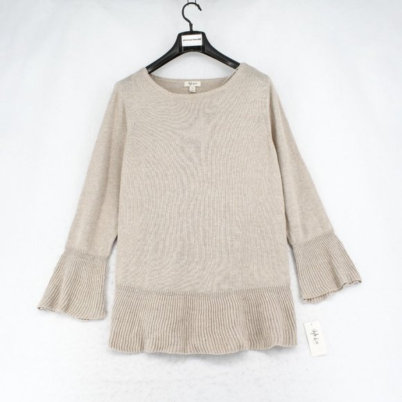 Style & Co. Plus Size Hammock Heather Ruffled Knit Pullover Crewneck Sweater 2X - Picture 2 of 9